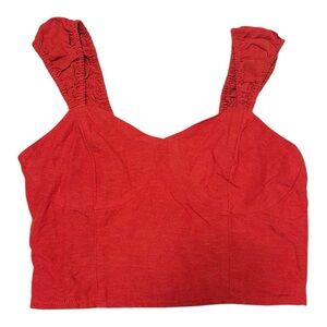Japna NWT Red Linen Blend Crop Top